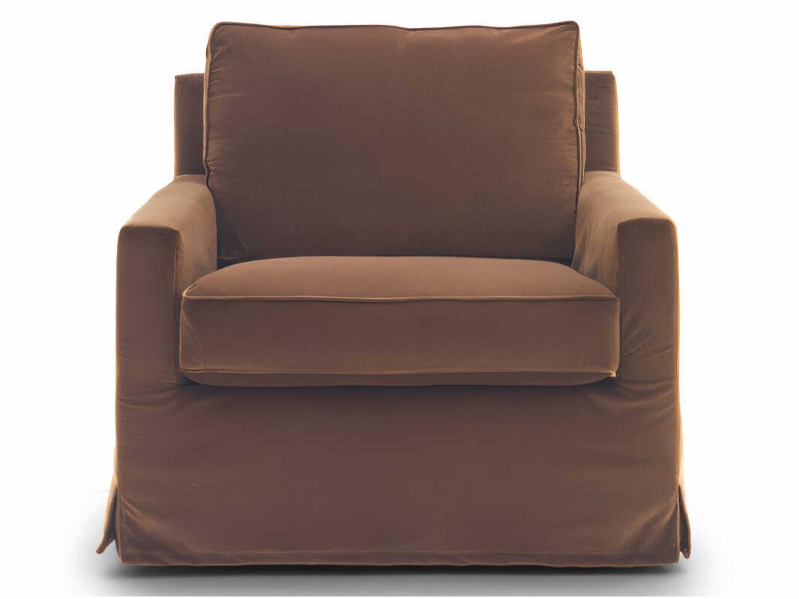 Cousy Accent Chair Upholstered Fabric or Leather with Track Arms