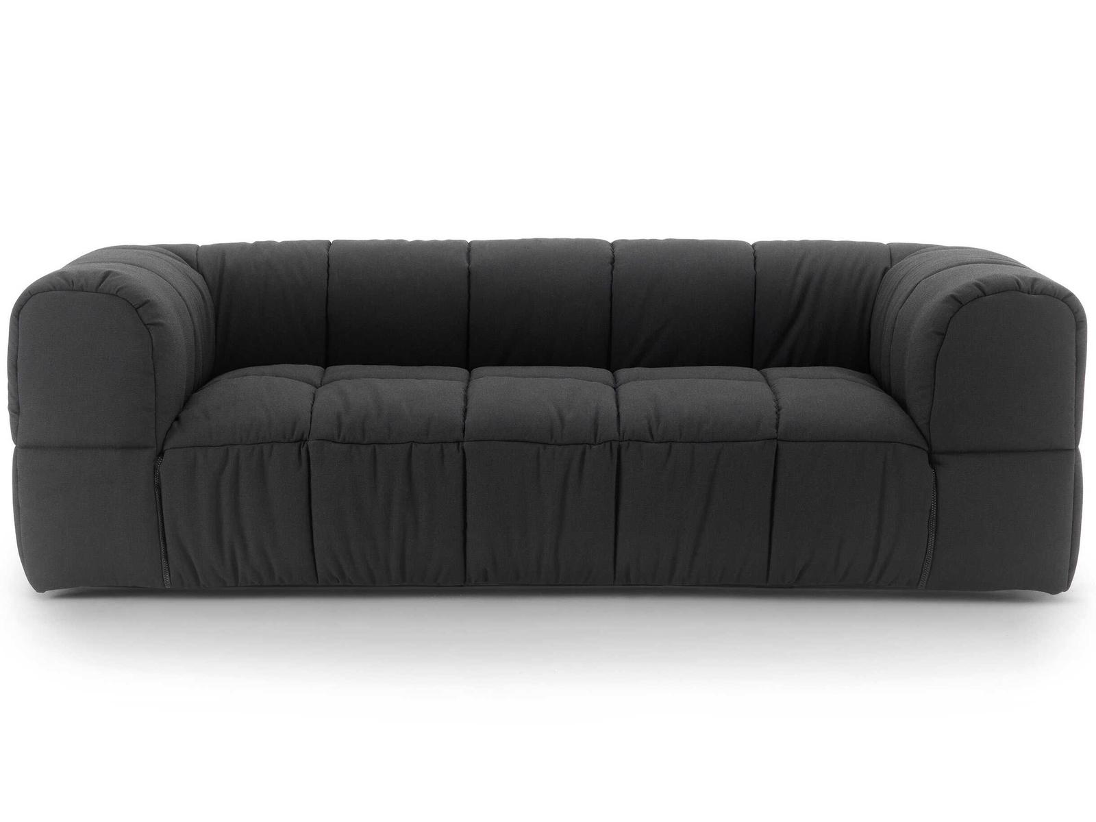 Strips 3-Seat Upholstered Fabric Sofa with Removable Cover