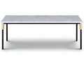 Match Rectangle Coffee Table with Carrara Marble and Brass