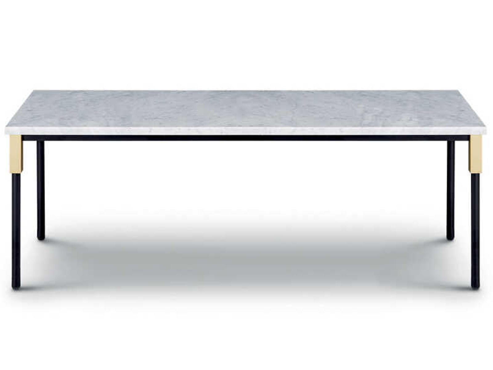 Match Rectangle Coffee Table with Carrara Marble and Brass