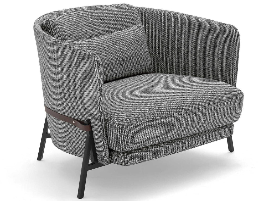 Cradle Armchair by Neri&Hu with Metal Frame and Leather Belt