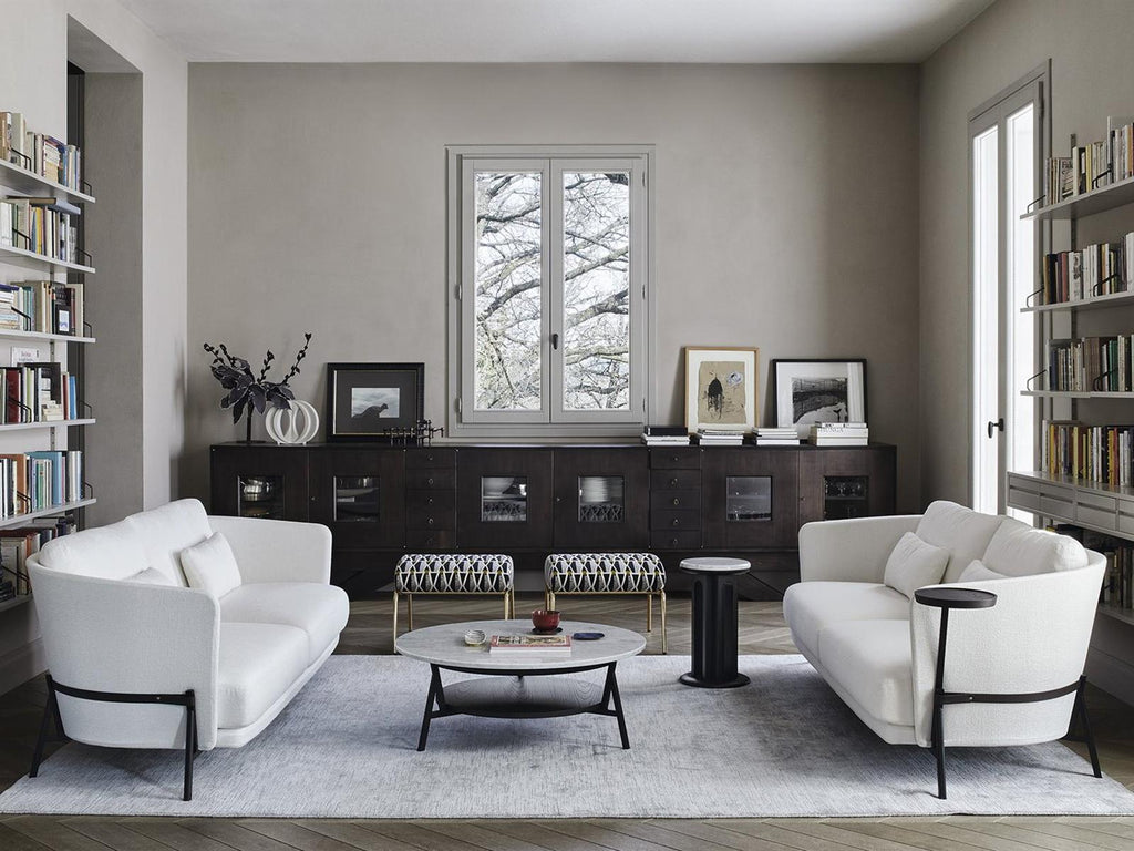 Cradle Round Marble Coffee Table with Metal Base