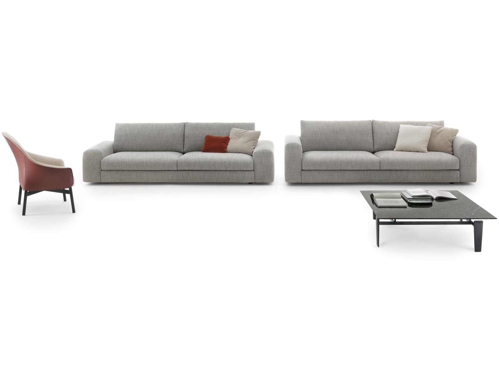 Strips Modular L-Shaped Fabric Sectional Sofa by Cini Boeri