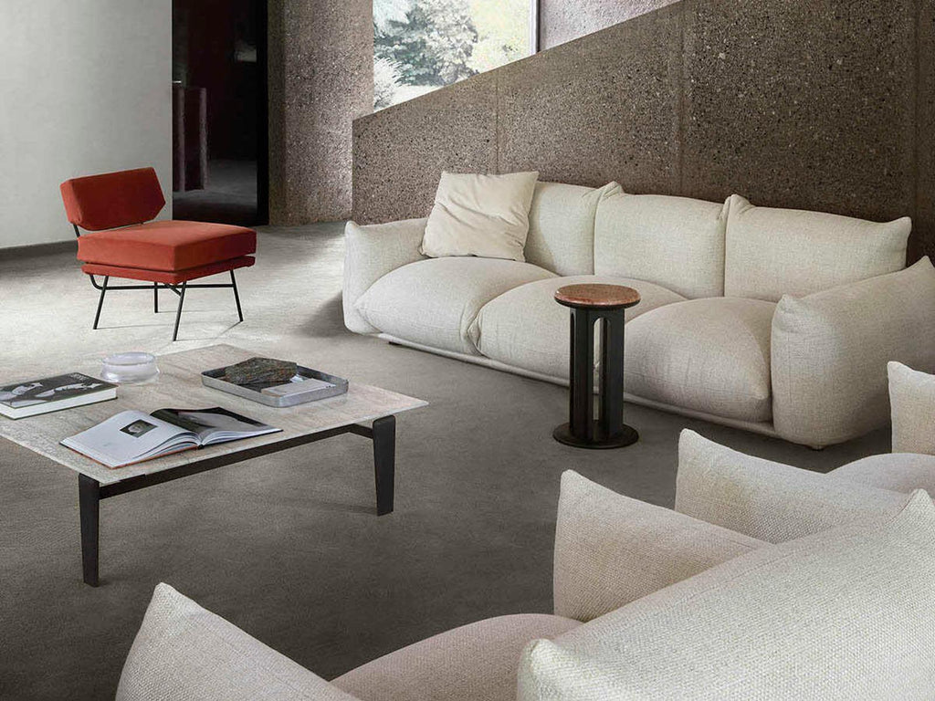 Marenco 3-Seat Fabric Sofa with Black Lacquered Metal Feet