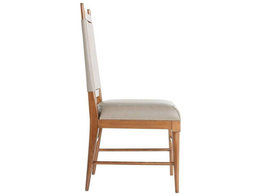 Keegan Upholstered Dining Side Chair in Walnut and Morel Leather
