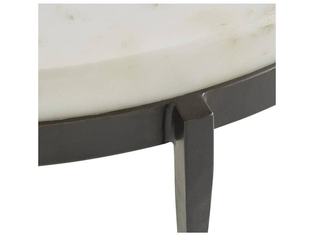 Kelsie Square Coffee Table in Blackened Iron and White Marble