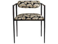 Barbana Ocelot Embroidered Linen Accent Chair with Natural Iron Frame