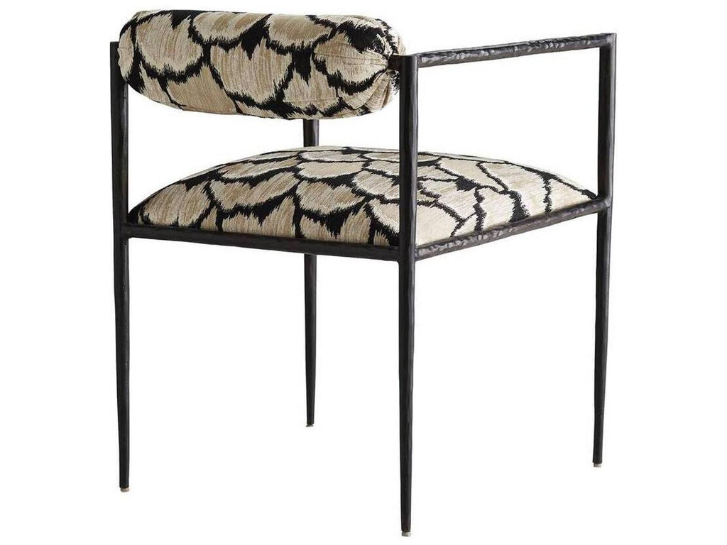 Barbana Ocelot Embroidered Linen Accent Chair with Natural Iron Frame