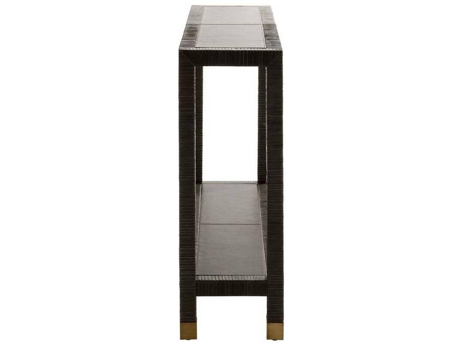 Oswald Graphite Leather Rectangle Console Table