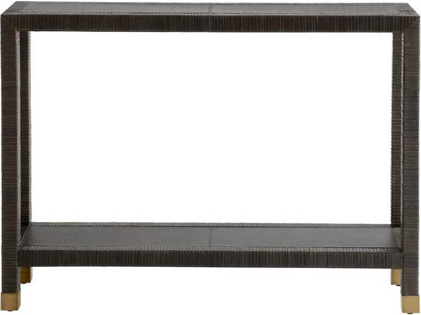 Oswald Graphite Leather Rectangle Console Table