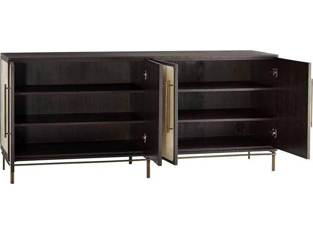 Edison Ivory Vellum Credenza with Antique Brass Accents