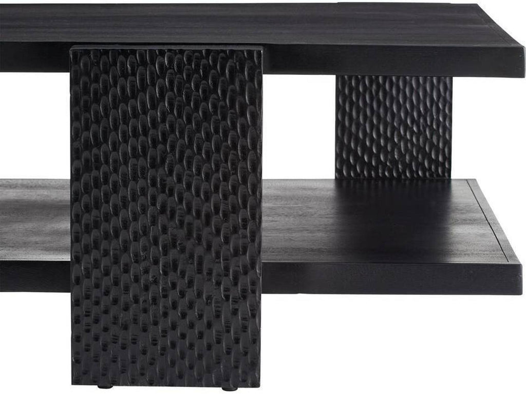 Arteriors Aiden Handcarved Soft Black Waxed Wood Coffee Table