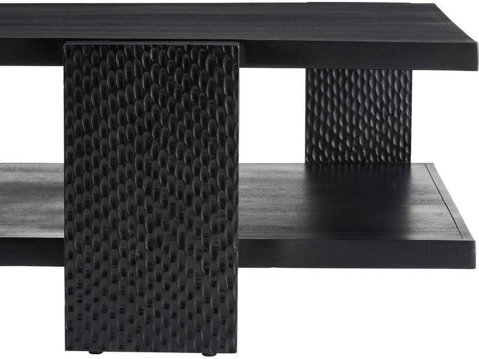 Arteriors Aiden Handcarved Soft Black Waxed Wood Coffee Table