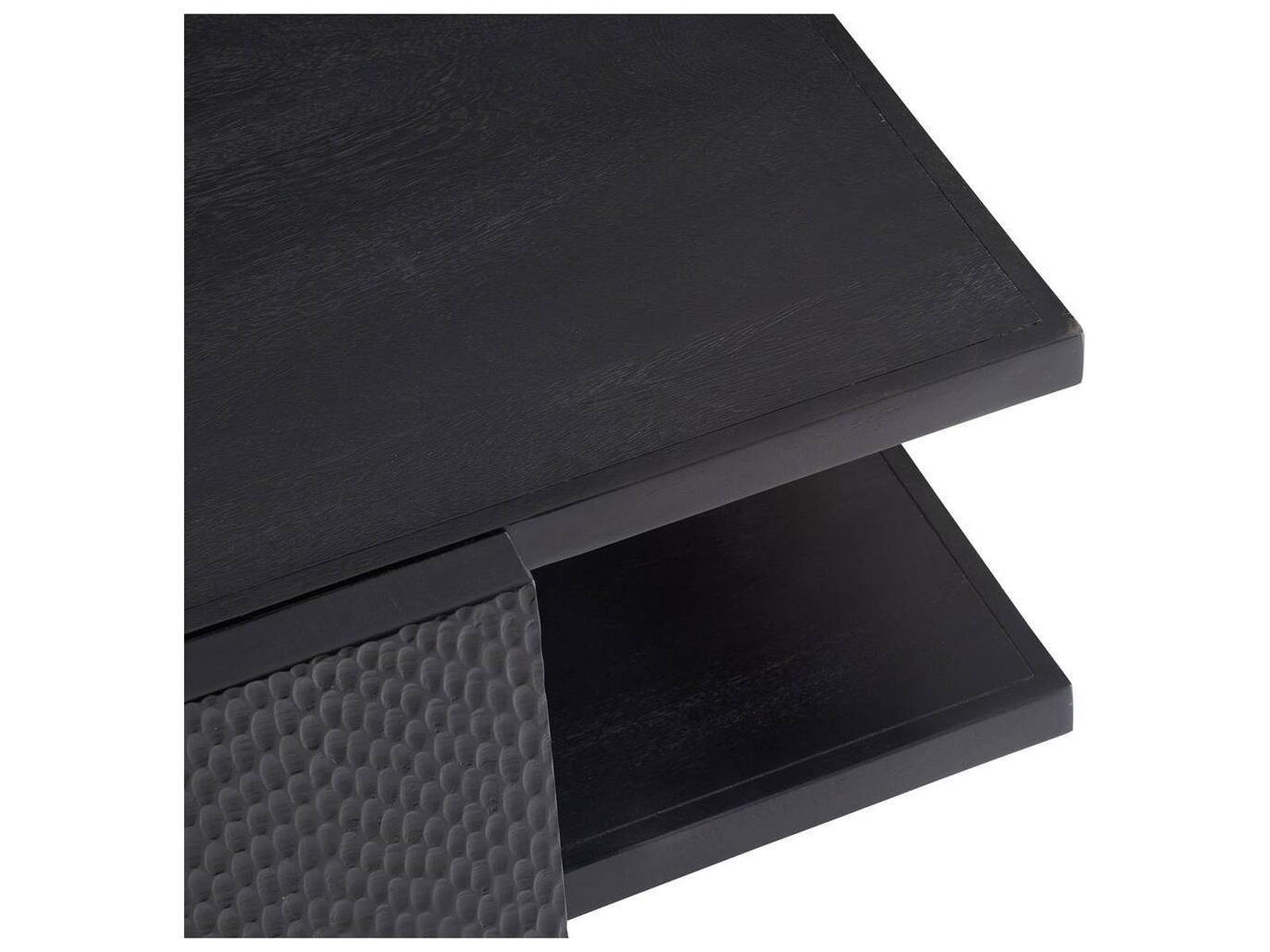 Arteriors Aiden Handcarved Soft Black Waxed Wood Coffee Table