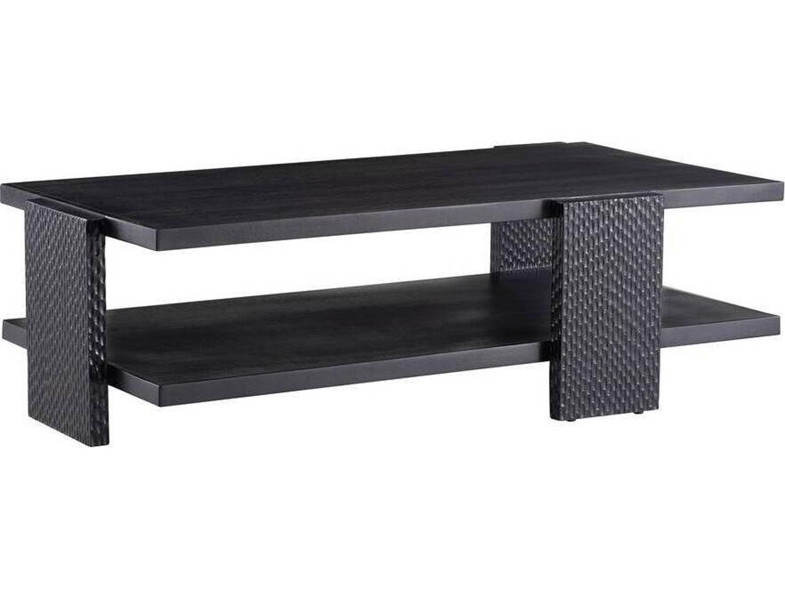 Arteriors Aiden Handcarved Soft Black Waxed Wood Coffee Table
