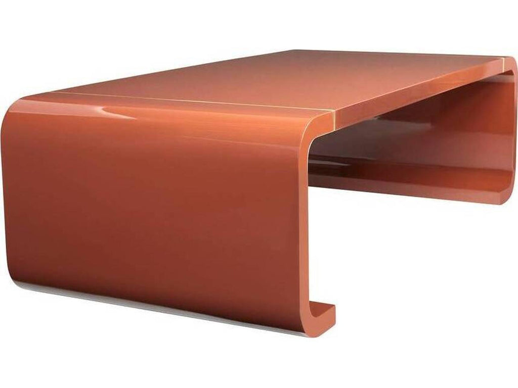 Turnley Rectangle Coffee Table in Paprika Lacquer and Antique Brass