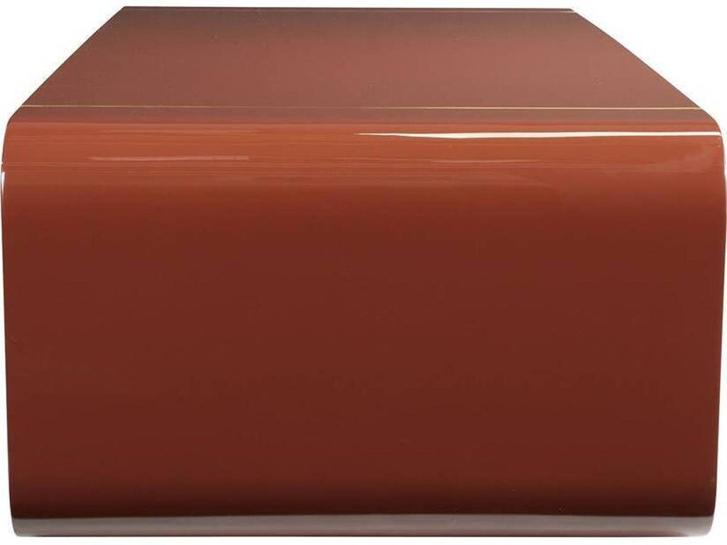 Turnley Rectangle Coffee Table in Paprika Lacquer and Antique Brass