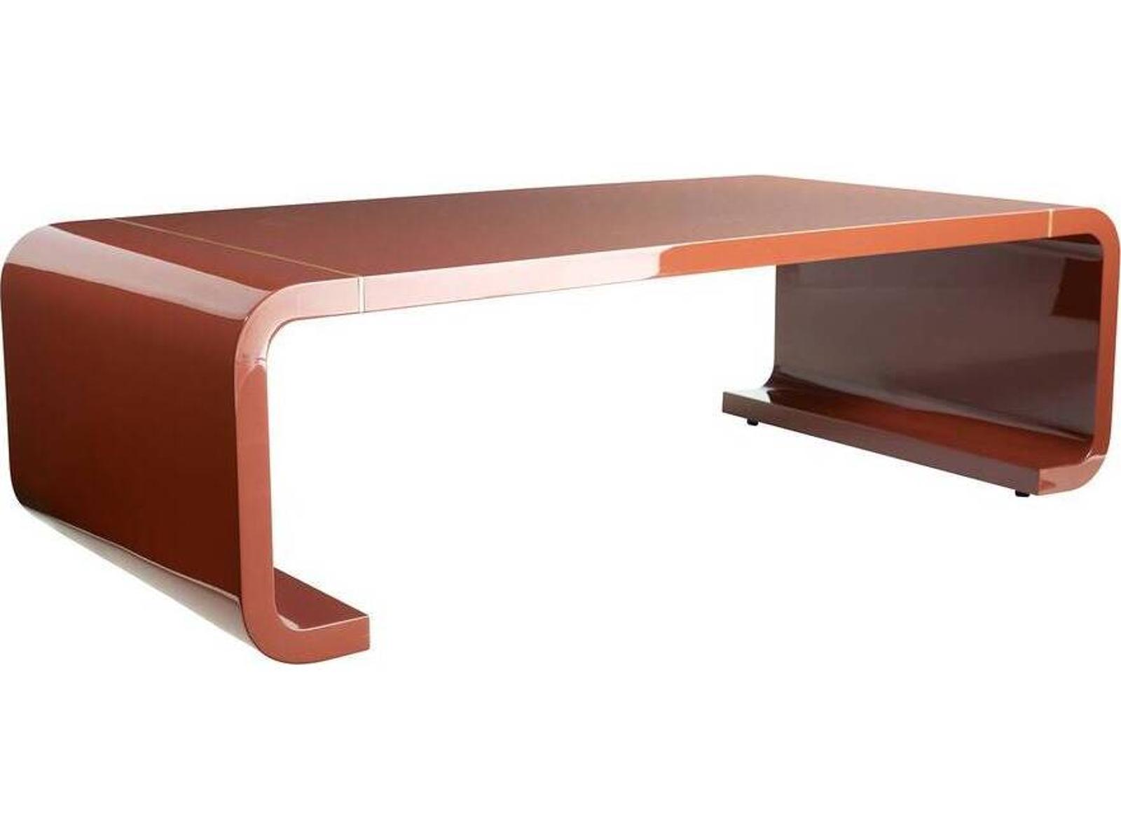 Turnley Rectangle Coffee Table in Paprika Lacquer and Antique Brass