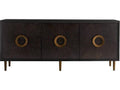 Normandy 78-Inch Sable Oak Wood Credenza with Brass Pulls