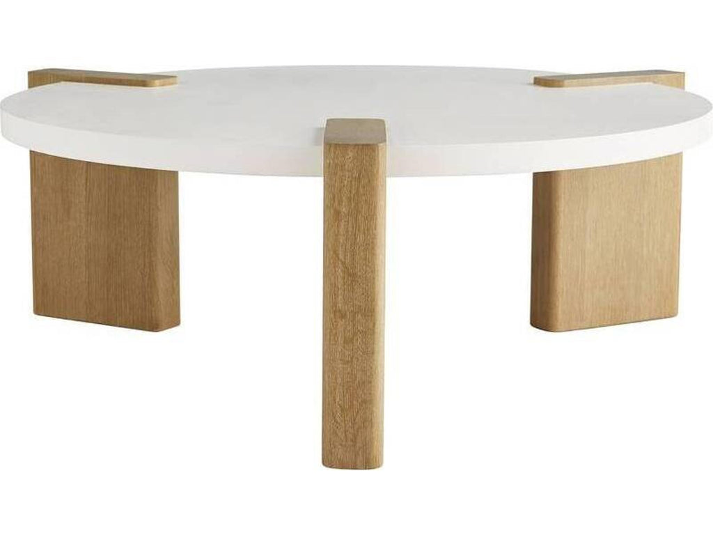 Forrest Square Coffee Table in White Lacquer and Oyster Oak