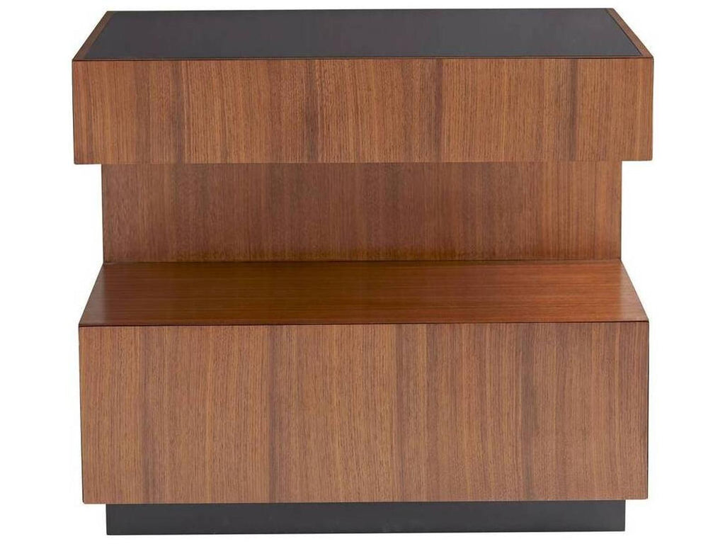 Geron Rectangle End Table in Satin Walnut and Black Lacquer