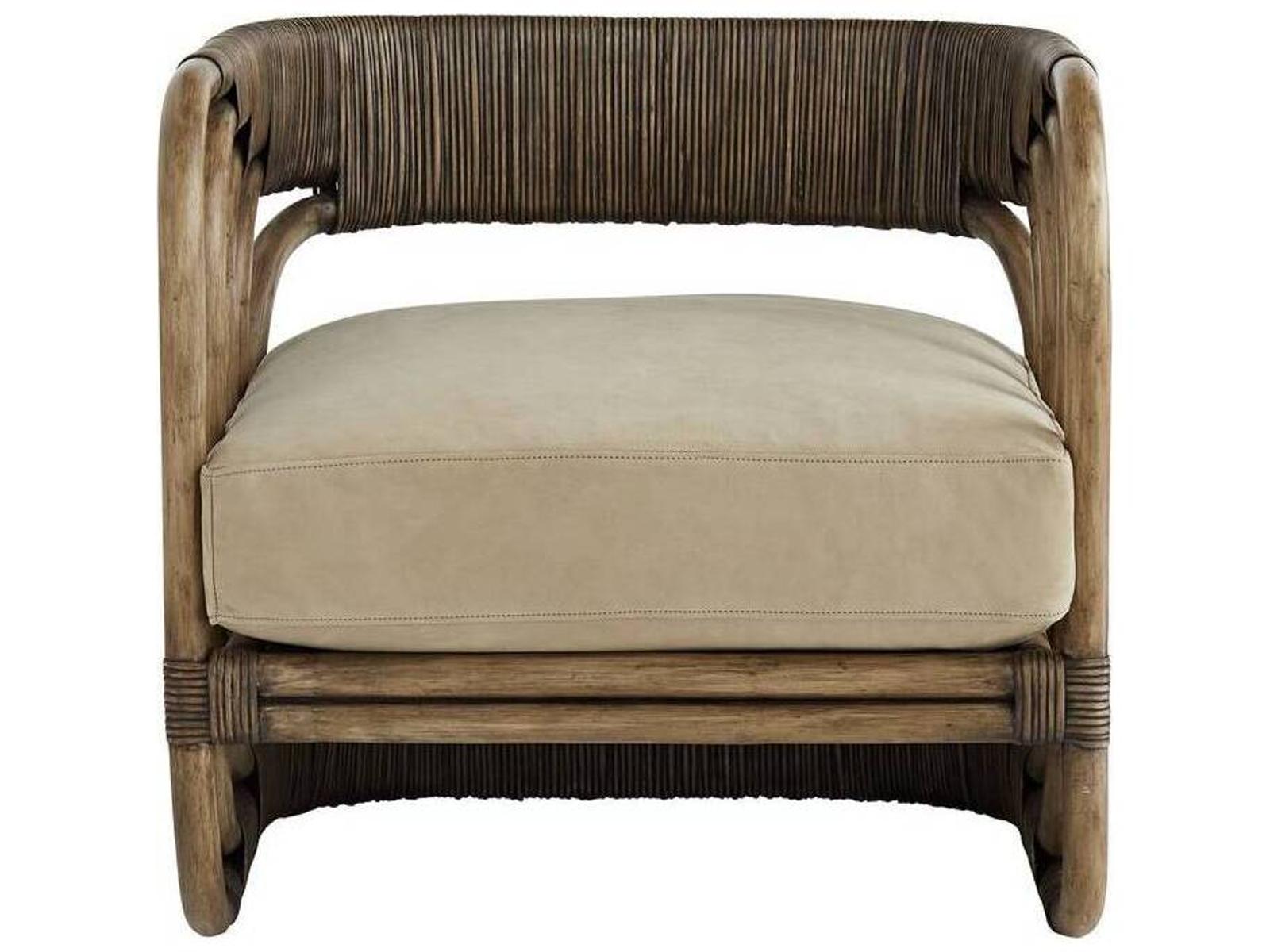 Arteriors Hamza Accent Chair with Palm Gray Rattan and Mink Leather