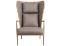 Stassi Carbon Leather Wing Accent Chair with Smoke Oak