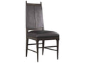Keegan Upholstered Dining Side Chair in Black Leather and Ebony Wood