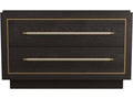 Puckett Rectangle Side Table in Ebony Oak and Antique Brass