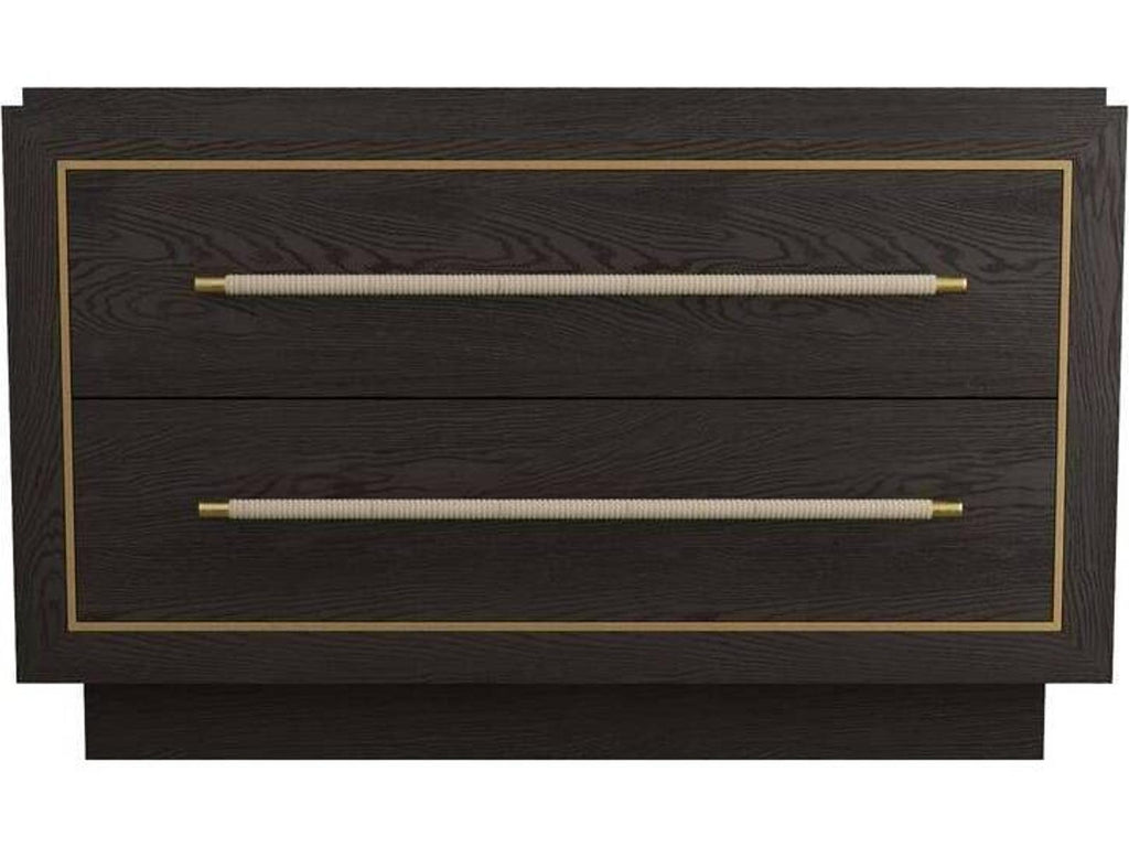 Puckett Rectangle Side Table in Ebony Oak and Antique Brass
