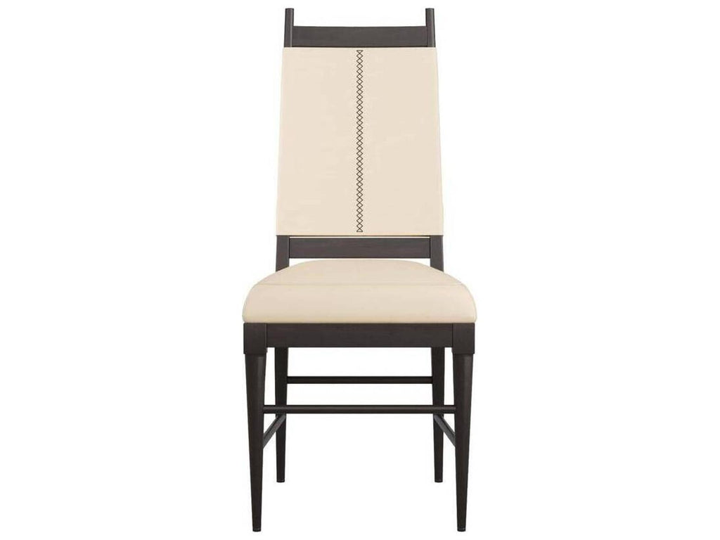 Keegan Upholstered Dining Side Chair Ebony Wood and Ivory Leather