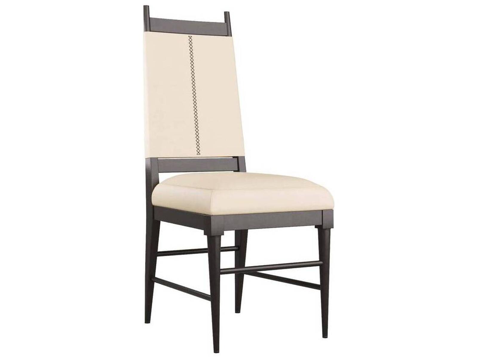 Keegan Upholstered Dining Side Chair Ebony Wood and Ivory Leather