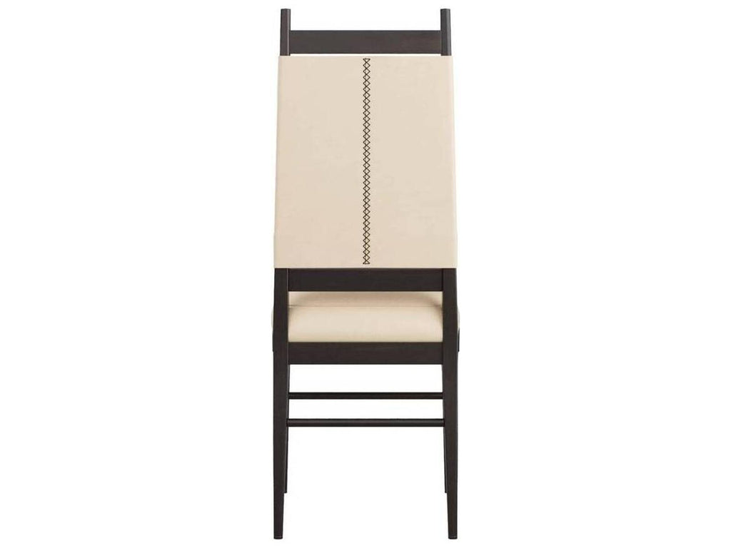 Keegan Upholstered Dining Side Chair Ebony Wood and Ivory Leather