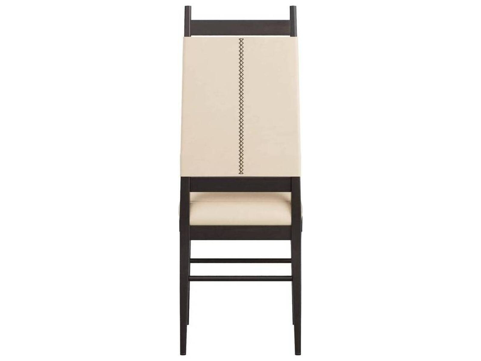 Keegan Upholstered Dining Side Chair Ebony Wood and Ivory Leather