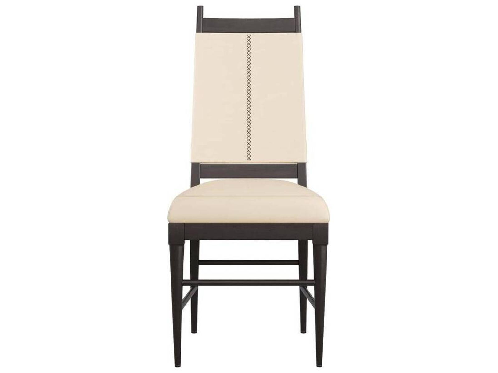 Keegan Upholstered Dining Side Chair Ebony Wood and Ivory Leather