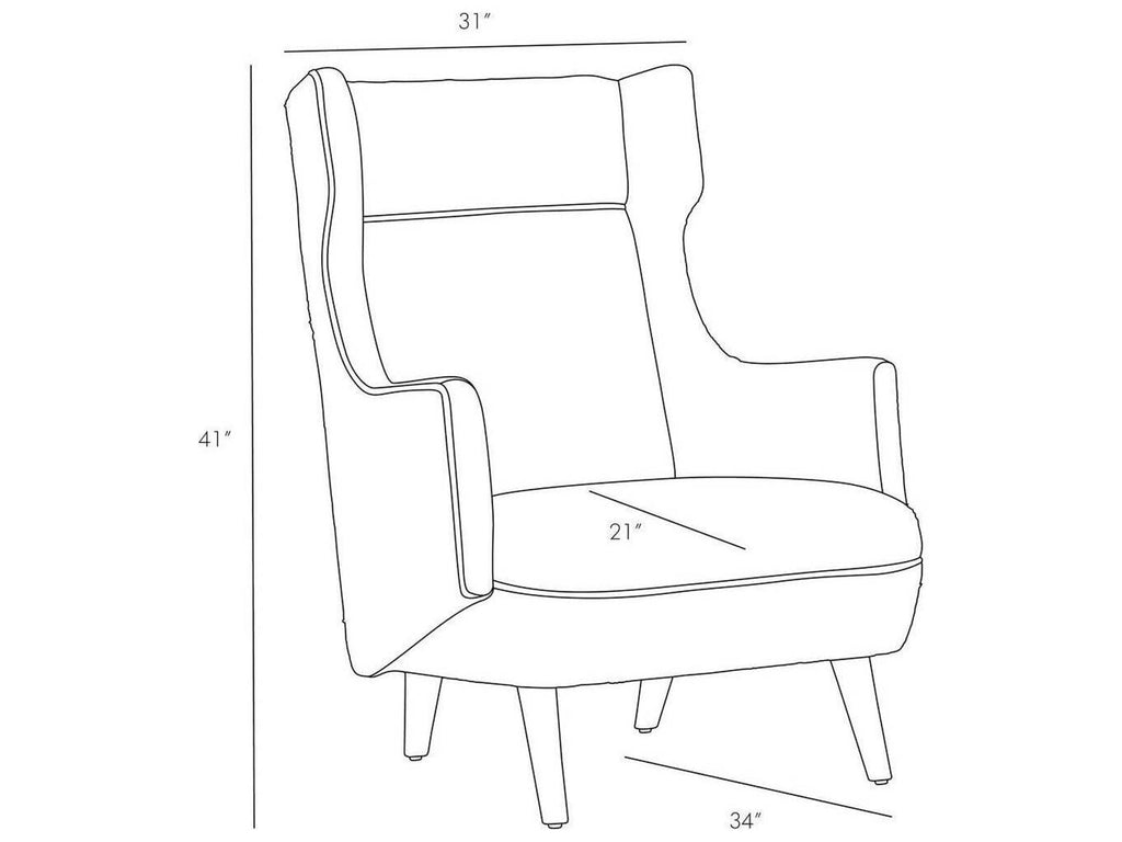 Budelli Leather Accent Chair in Cognac Brown with Tapered Wood Legs