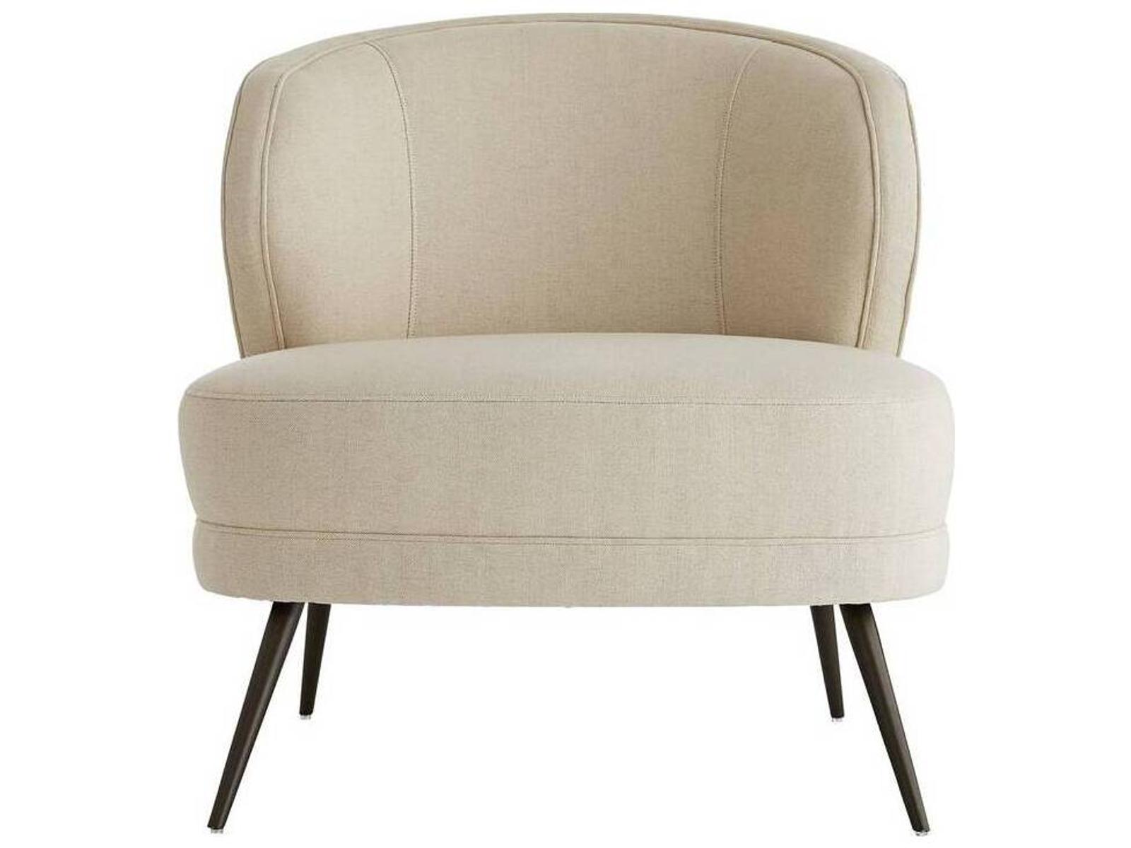 Arteriors Kitts Upholstered Accent Chair in Flax Fabric with Bronze Legs