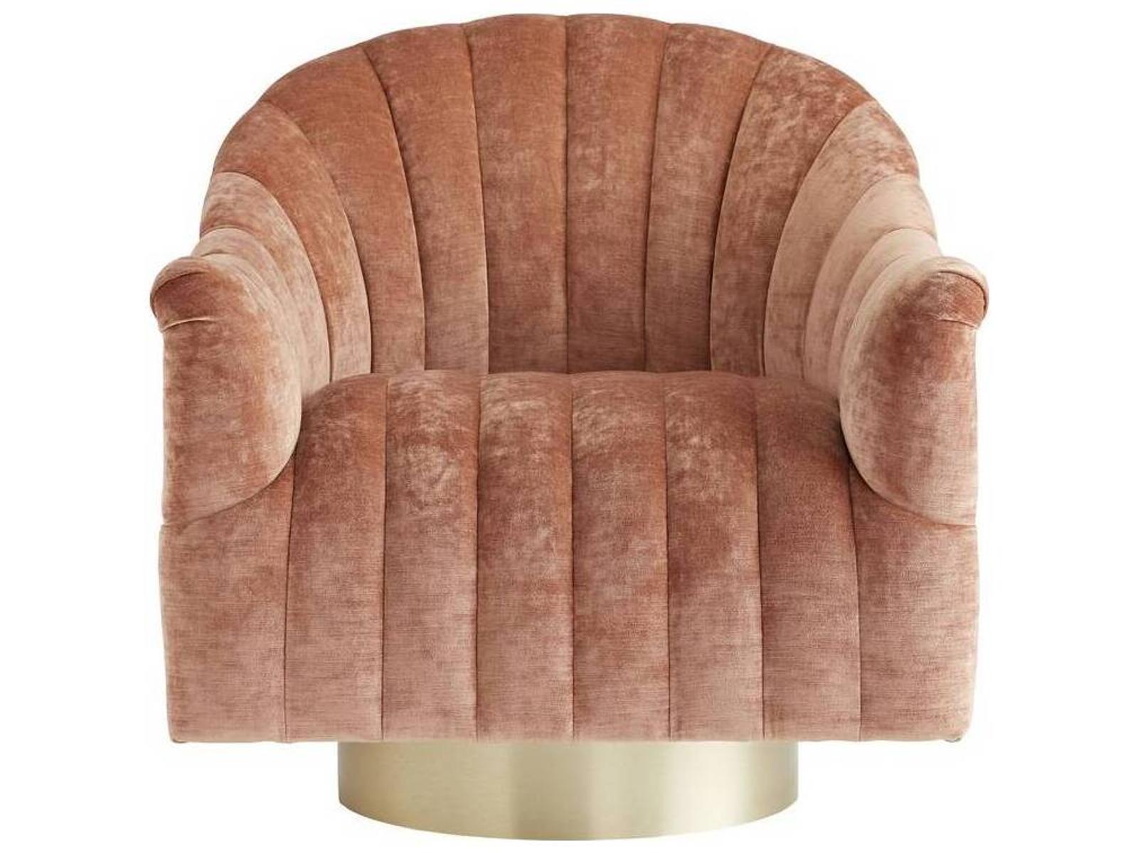 Arteriors Springsteen Swivel Accent Chair in Dusty Rose Velvet with Champagne Base