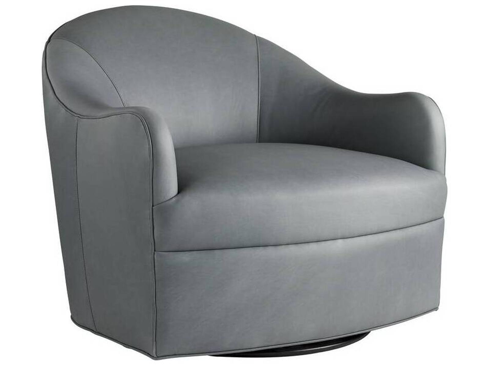Delfino Anchor Grey Leather Swivel Accent Chair