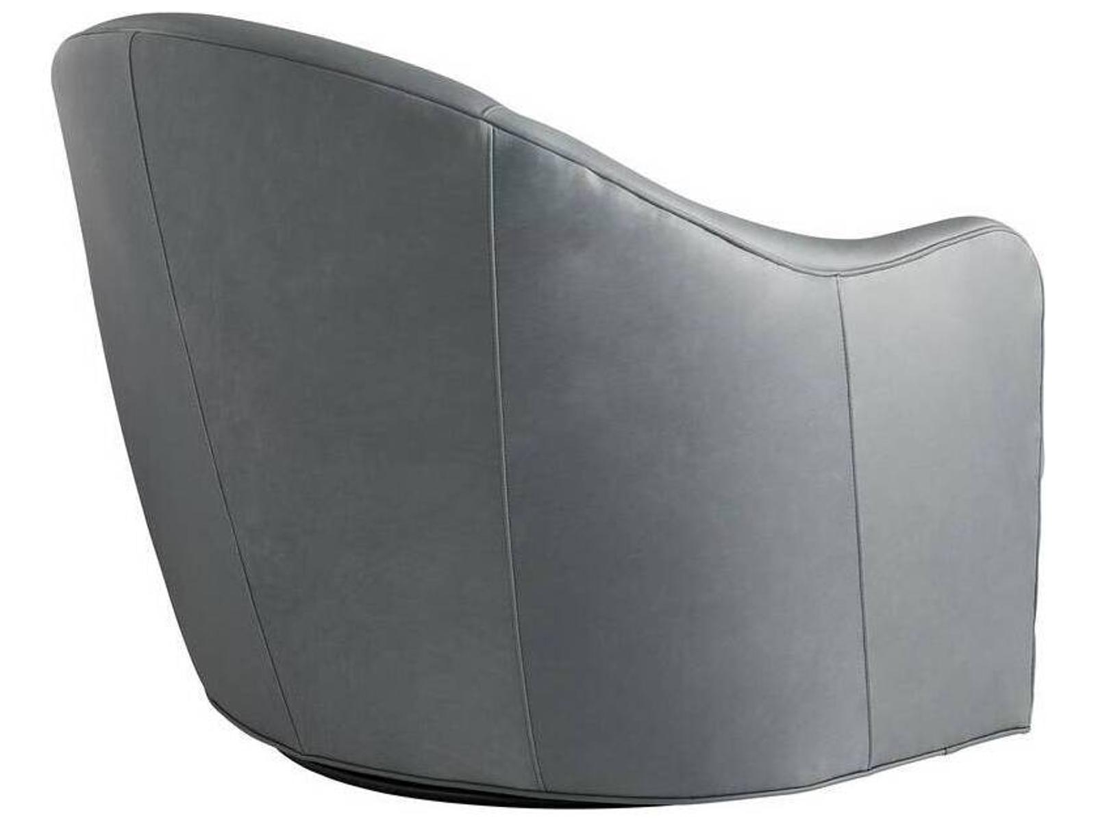 Delfino Anchor Grey Leather Swivel Accent Chair
