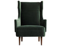 Budelli Upholstered Dining Armchair in Forest Velvet and Dark Walnut