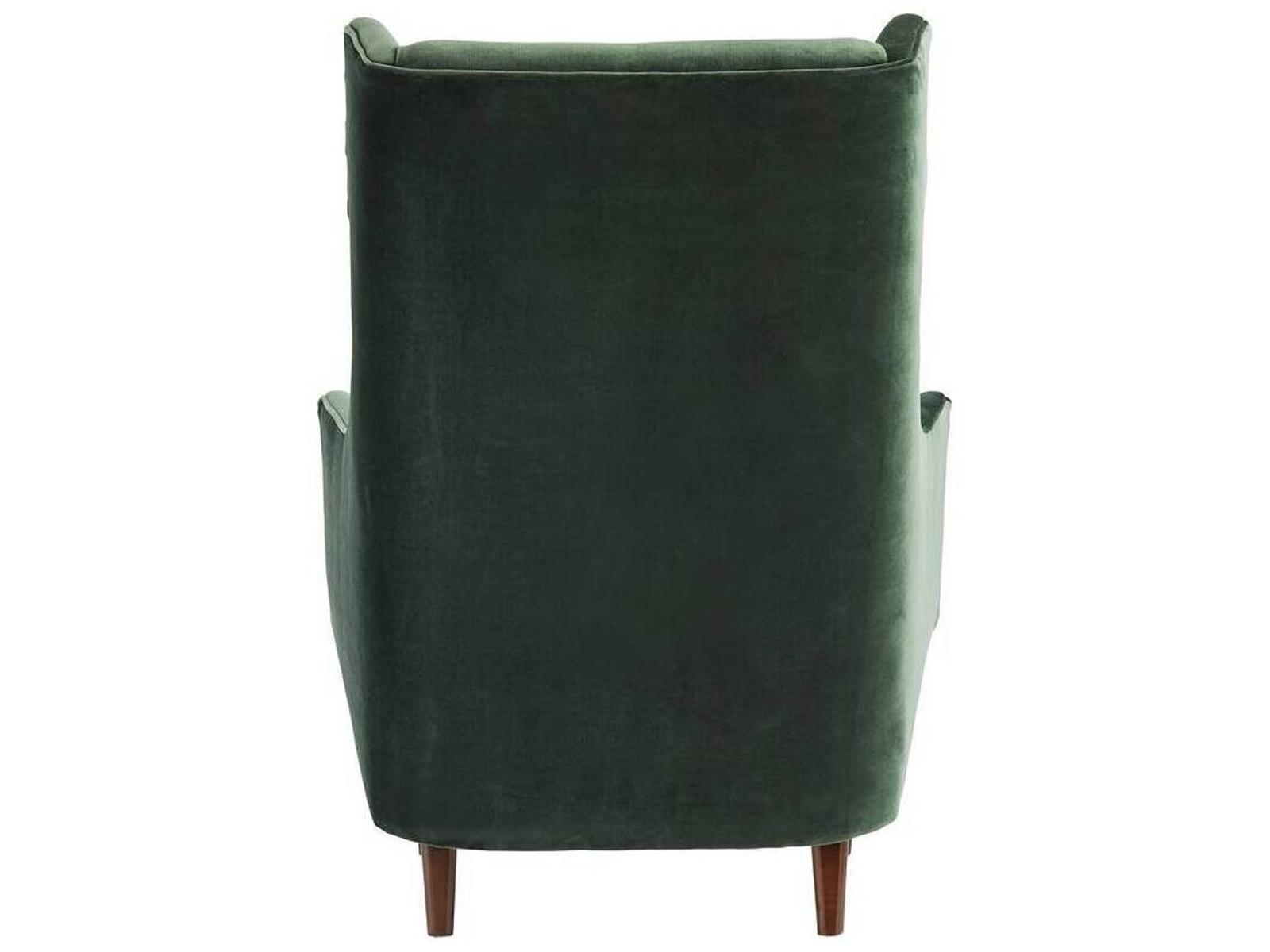 Budelli Upholstered Dining Armchair in Forest Velvet and Dark Walnut