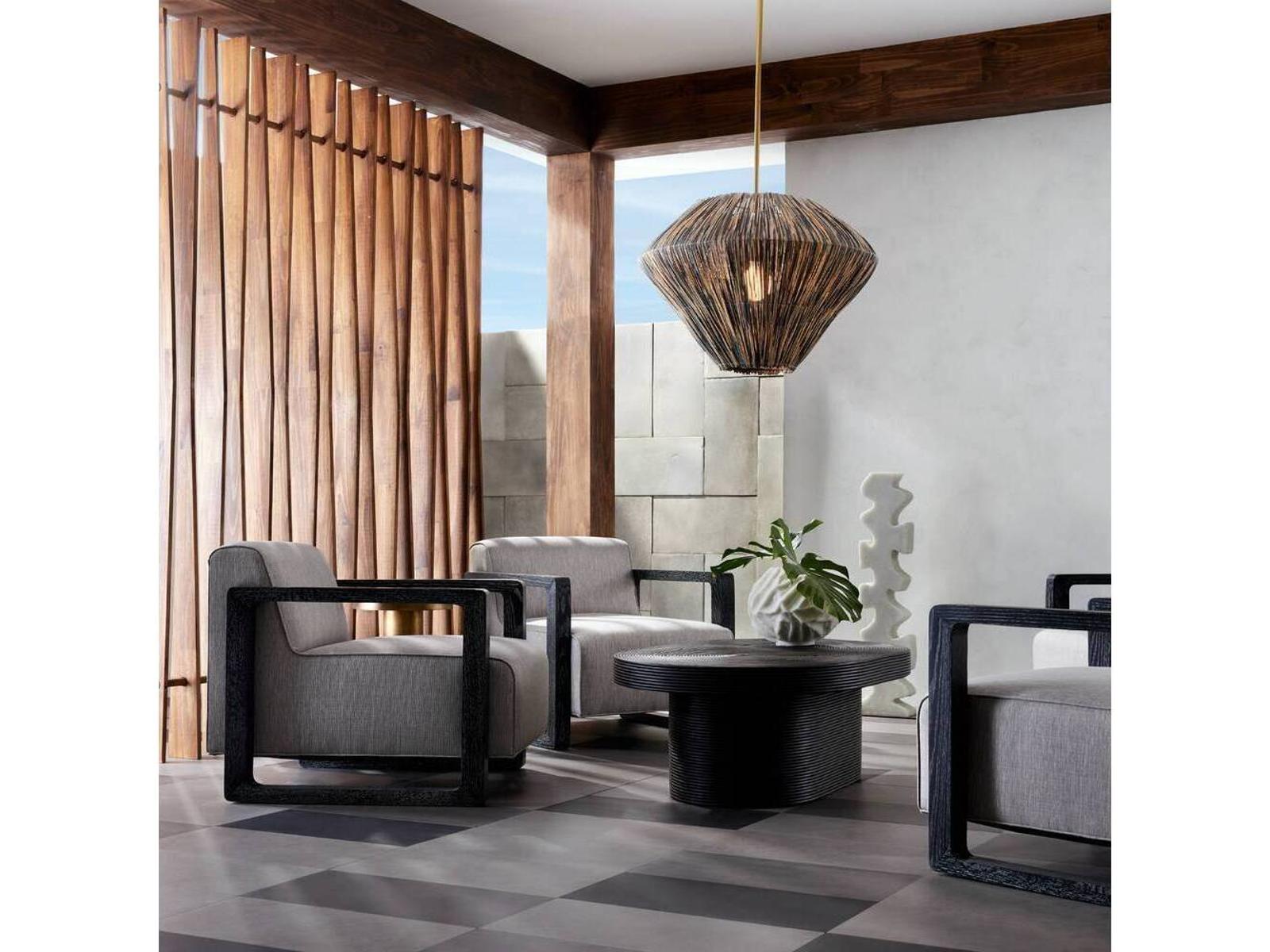 Duran Accent Chair in Fossil Tweed with Black Cerused Wood