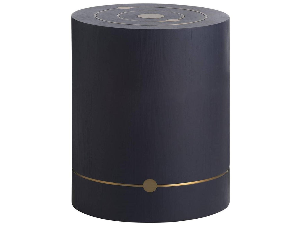 Round Wood Blue Gold End Table