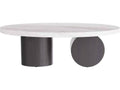 Torrington Round Coffee Table in Toronto Leathered Marble and Ebony Oak