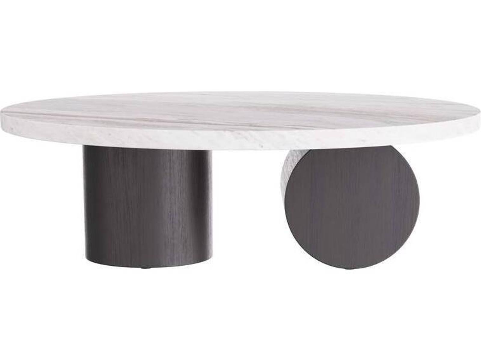 Torrington Round Coffee Table in Toronto Leathered Marble and Ebony Oak