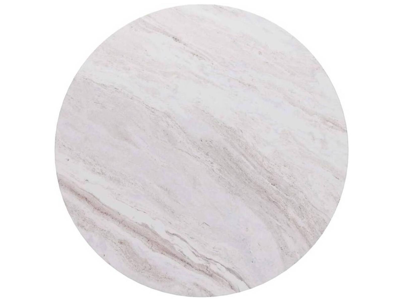 Torrington Round Coffee Table in Toronto Leathered Marble and Ebony Oak