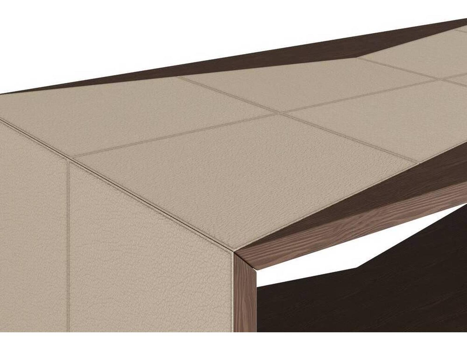 Yuki Rectangle Cocktail Table in Sable Finished Oak and Leather