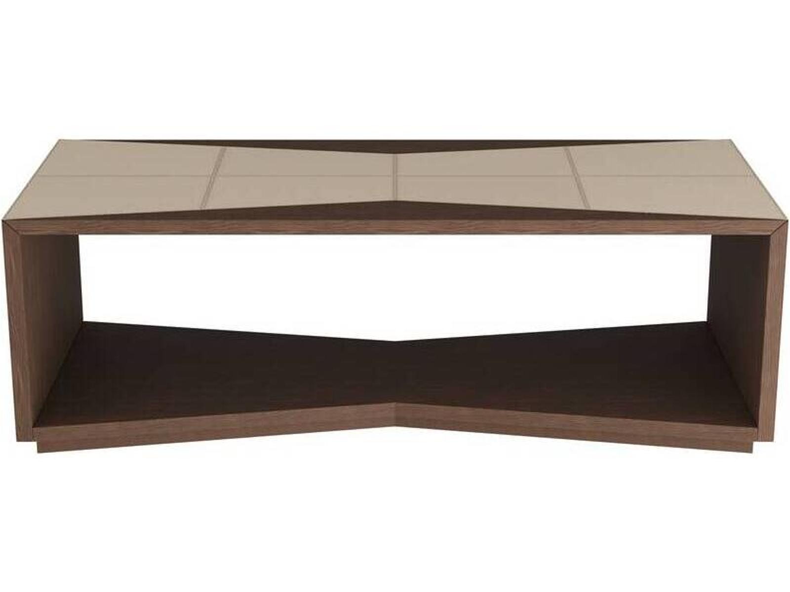 Yuki Rectangle Cocktail Table in Sable Finished Oak and Leather