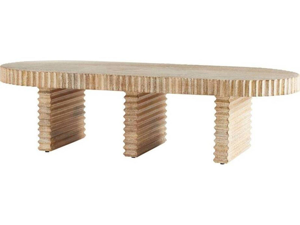 Hilbeck Oval Wood Limed Wash Coffee Table